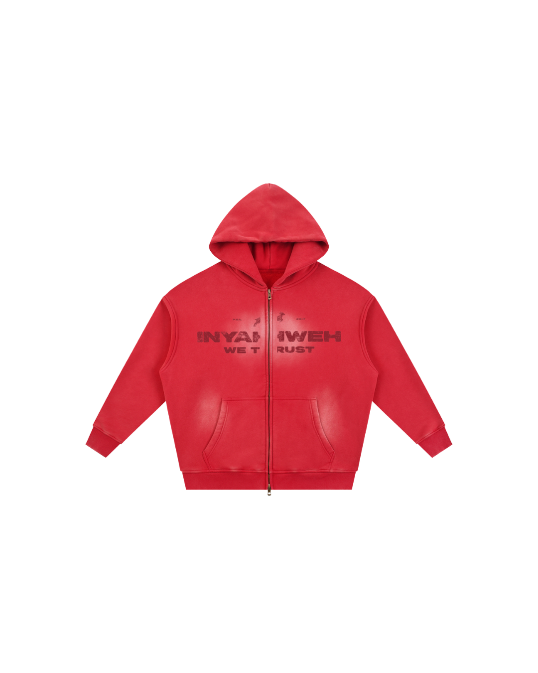 Red Sun-Faded Zip Hoodie