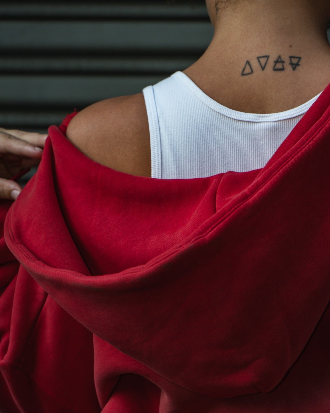 Red Sun-Faded Zip Hoodie